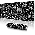 Topographic Mouse Pad Large, Gaming Mouse Pad, XXL Mousepad, Keyboard and Mouse Pad, Desk Mat, 35.3 x 15.7 in, Minimalist Contour for Office