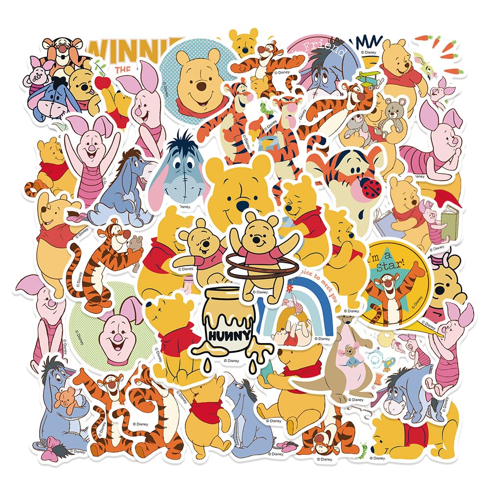50pcs Pooh Bear Stickers for Kids Water