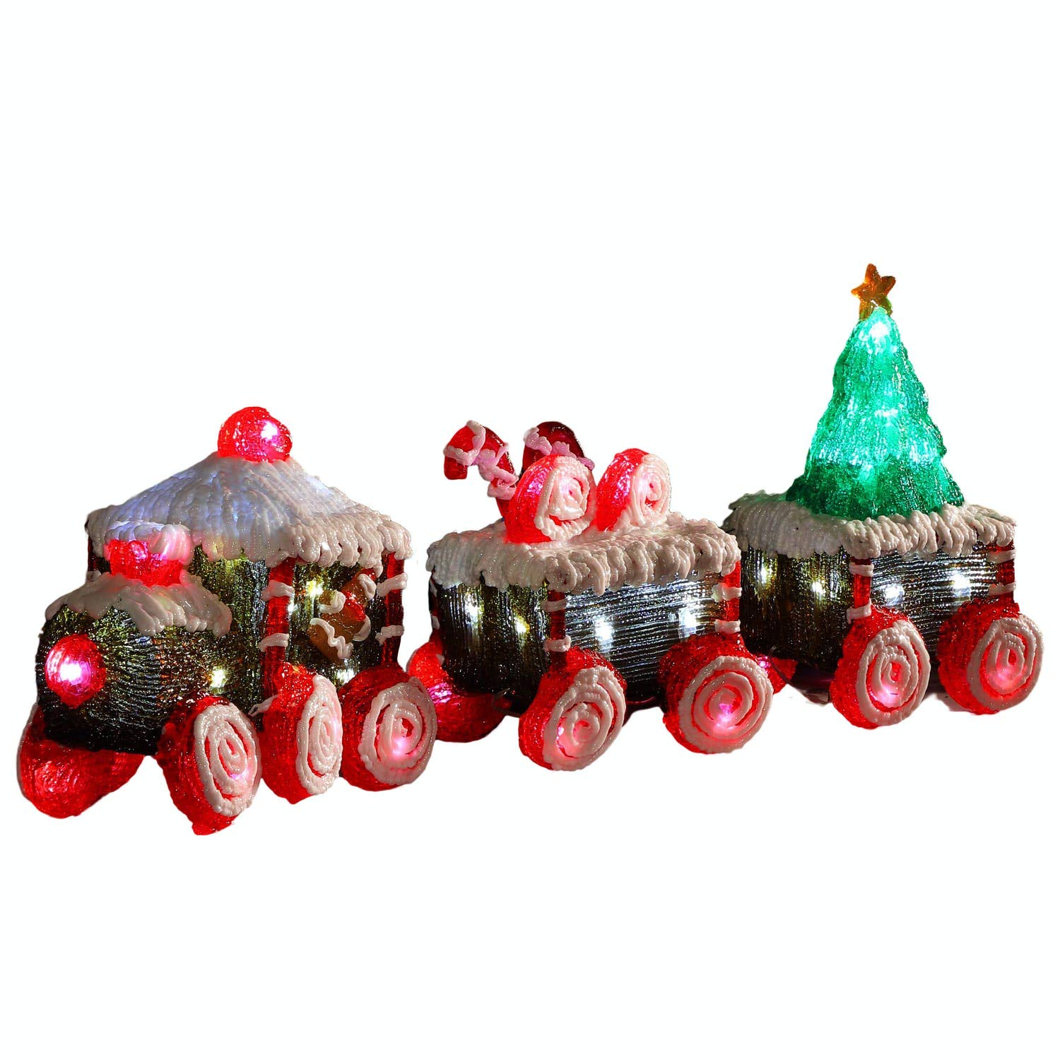 Noma Light Up Acrylic Train and Carriages : Plug in with Timer: 60cm