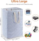 Lifewit 80L Collapsible Laundry Basket Hamper with Extended Handles Blue view 3