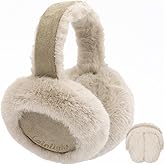 Lainlight Ear Muffs for Winter Women Faux Fur Warm Earmuffs Foldable Cute Fuzzy Ear Warmers