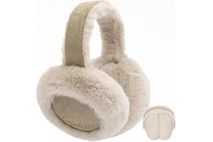 Lainlight Ear Muffs for Winter Women Faux Fur Warm Earmuffs Foldable Cute Fuzzy Ear Warmers