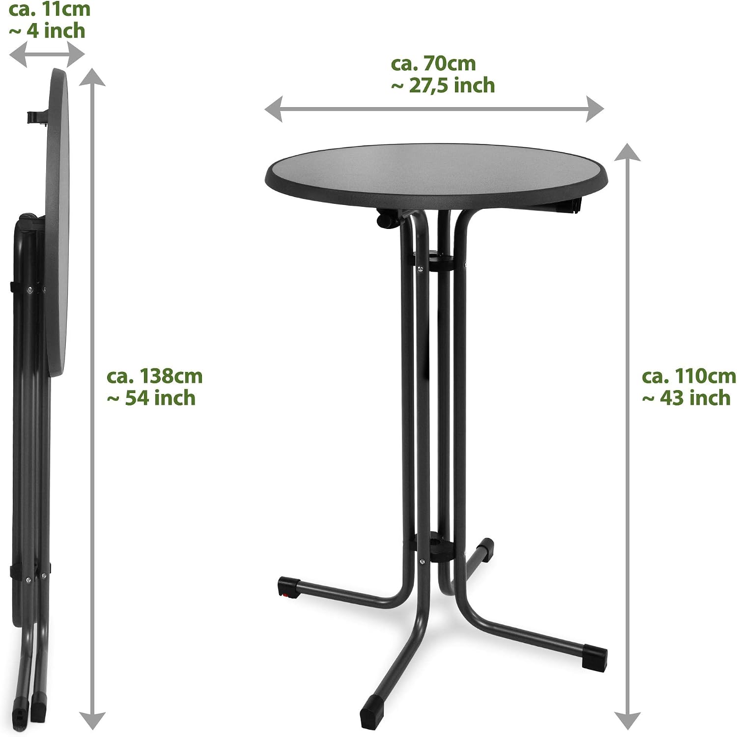 Beautissu Outdoor Bistro Table diameter 70 Bellini Stable Folding Garden Table - Image 3