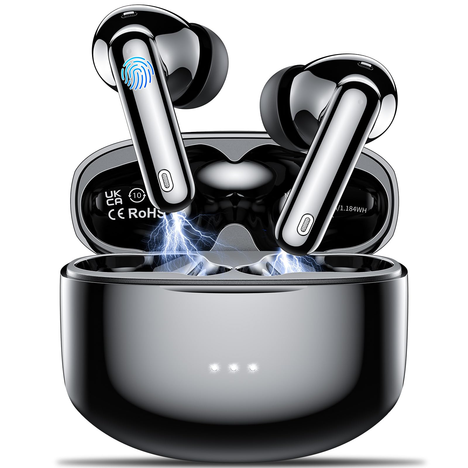 AOVOCE Wireless Earbuds,Wireless Earphones Bluetooth 5.3Dual LED Display, IP7 Waterproof, USB-C M Bluetooth Earbuds Touch Control/IP6/Orange