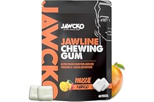 JAWCKO Ultra-Tough Jawline Chewing Gum | Get a Stronger, Squarer Jawline | Mango Jaw Training Hard Gum | 15X Strength | Chisel, Sculpt, & Tone your Jawline | Facial Fitness Mewing Gum | 40 Pieces/Pack