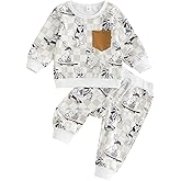 Baby Boy Easter Outfit Bunny Long Sleeve Sweatshirt Top and Pants Set 2Pcs Toddler Boy Easter Outfit