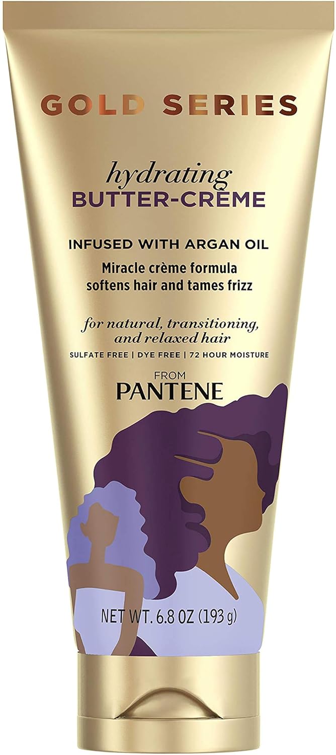 Amazon Com Gold Series Butter Creme Hair Treatment With Argan Oil Sulfate Free With Argan Oil Intense Hydrating From Pantene Pro V For Natural And Curly Textured Hair 6 8 Fl Oz Beauty