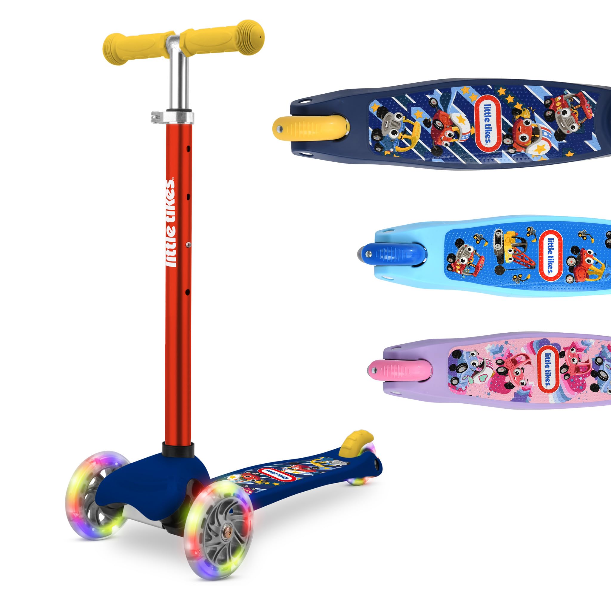 BOLDCUBE x Little Tikes Teeny 3 Wheel Scooter Age 2-6 Years Old Kick Scooter with LED Flashing Wheels - 3 Wheeler Birthday Gift Present for Boys Girls Age 3+