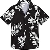 APTRO Boy's Hawaiian Shirt Tropical Beach Casual Summer Shirt with Pocket Short Sleeve 4-15 Years