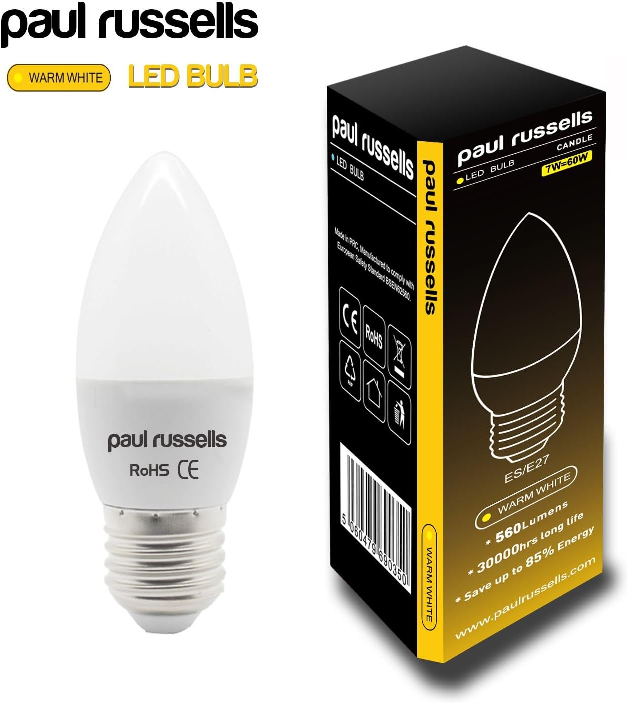 paul russells LED Light Edison Screw E27, 60watt Equivalent, 6.5W 806LM LED Bulbs, 2700K Bright Warm White - Image 3