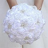 TUAGYMKR Handmade Rhinestone Bridal Bouquet Crystal Wedding Round Tossing Bouquet Artificial Flower Bunch for Bride Bridesmaid