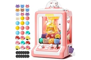 JOVOW Rabbit Claw Machine for Kids, Mini Vending Machine with Game Coins & Music, Prize Dispenser Toys for Girls and Boys, Electronic Claw Game Machine for Party Birthdays, Includes 30 Mini Toys