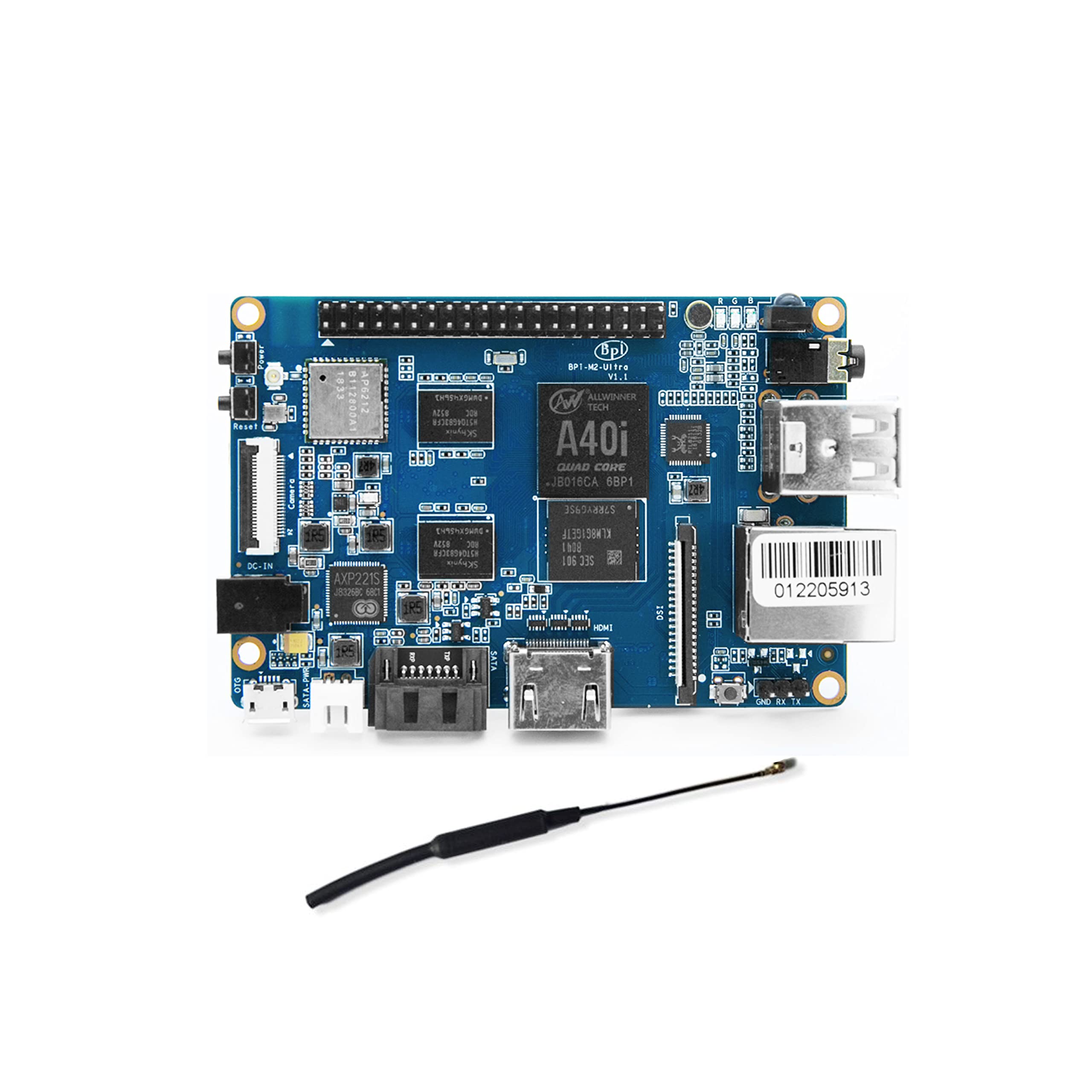 Banana Pi BPI M2 Ultra A40i Single Board Computer with Quad Core ARM Cortex A7 CPU 2GB DDR3 RAM 8GB eMMC Onboard SATA WiFi Bluetooth Gigabit Ethernet GPIO Compatible with Raspberry Pi B+ Run ROM Image