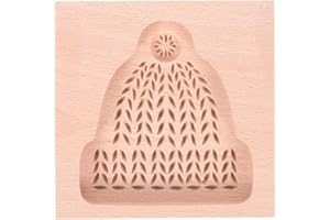 Toyvian Carved Beech Wood Cookie Molds Christmas Hat Nonstick Holiday Baking Stamps for DIY Biscuit