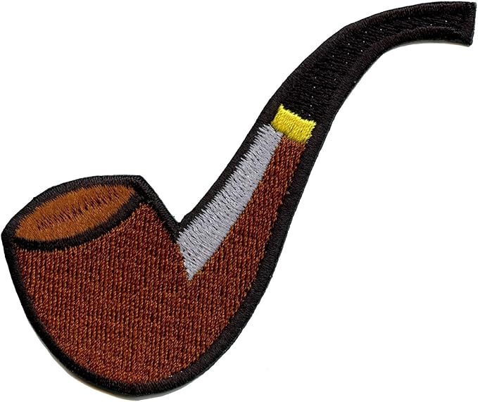 Tobacco Pipe Emoji Patch Wooden Smoke Embroidered Iron On