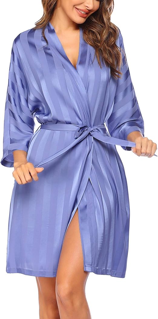 Hotouch Women's Satin Bathrobe Sexy Bridesmaids Wedding Party Robe Pure