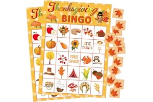 Fancy Land Thanksgiving Bingo Game 24 Players for Kids Holiday Party Craft Supplies