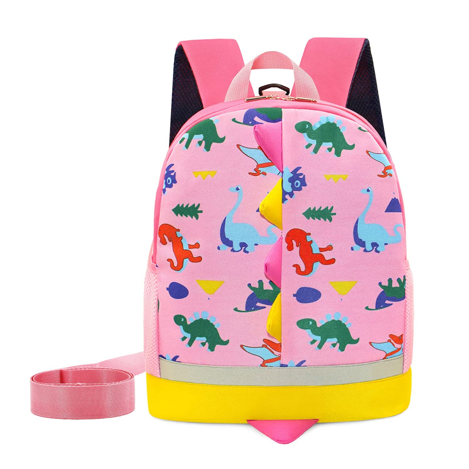 Cosyres Kids Dinosaur Backpack with Reins Nursery Rucksack Girls School Bags (Pink(size:L))