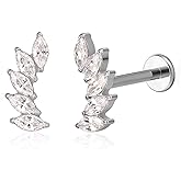 limerencia F136 Titanium Hypoallergenic Cubic Zirconia Flat Back Internally Threaded Studs 18G Tragus Helix Conch Cartilage Climber Crawler Piercing Jewelry Earrings for Women (a pair)