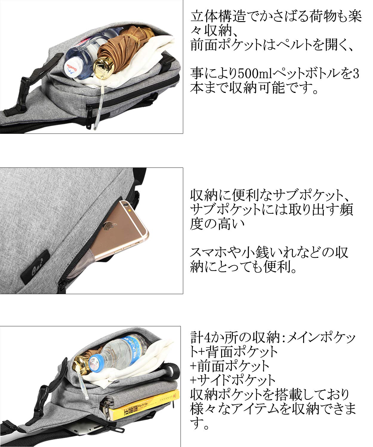 胸バッグ ボディバッグ メンズ 斜め掛け 撥水 ショルダーバッグ（dark blue）