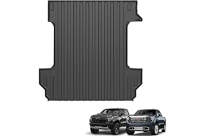 Ecarzo Truck Bed Mat for 2026 2025-2019 Chevy Silverado 1500/GMC Sierra 1500 5.8 FT Custom Fit Heavy-Duty TPE Car Cargo Bed Liner Anti-Slip All-Weather Tailgate Protector Odorless Pickup Accessories