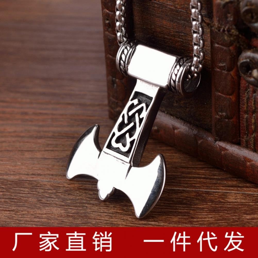 GZ053 Europe and the United States trade personality retro Punk Rock Gothic Metrosexual Thor ax Titanium Necklace Pendant