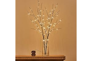 Birchlitland Lighted Brown Branches 32IN 100 LED with Timer Battery Operated, Artificial Tree Branch with Warm,Willow Branch Lights for Home Bedroom Fireplace Christmas Holiday Decoration