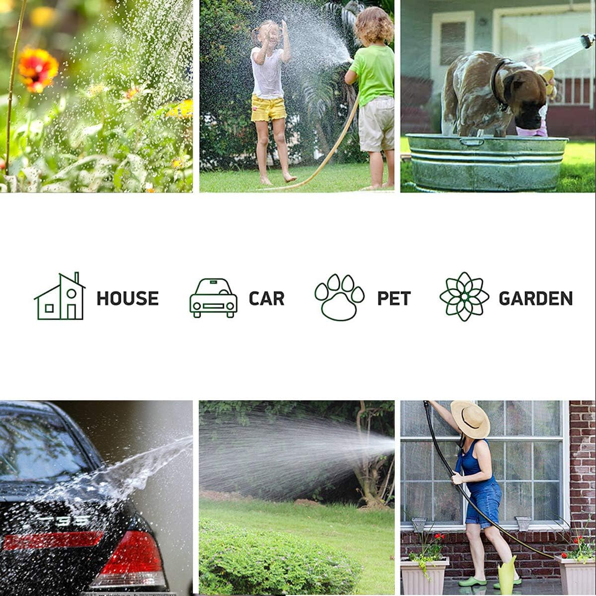Knoikos Expandable Garden Hose 100ft - Expanding Flexible Water Hose with 10 Function Nozzle/Durable 3300D /3/4" Solid Brass Connectors, Easy Storage Kink Free Garden Water Hose : Garden & Outdoor