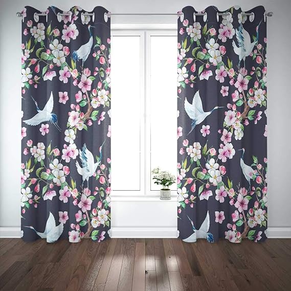 N / A 2 Paneles de Cortinas de Ventana, patrón de Acuarela, Cabezas