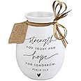 Lighthouse Christian Products Strength for Today and Hope for Tomorrow with Hand Tied Sign White 5 x 4 Ceramic Vase