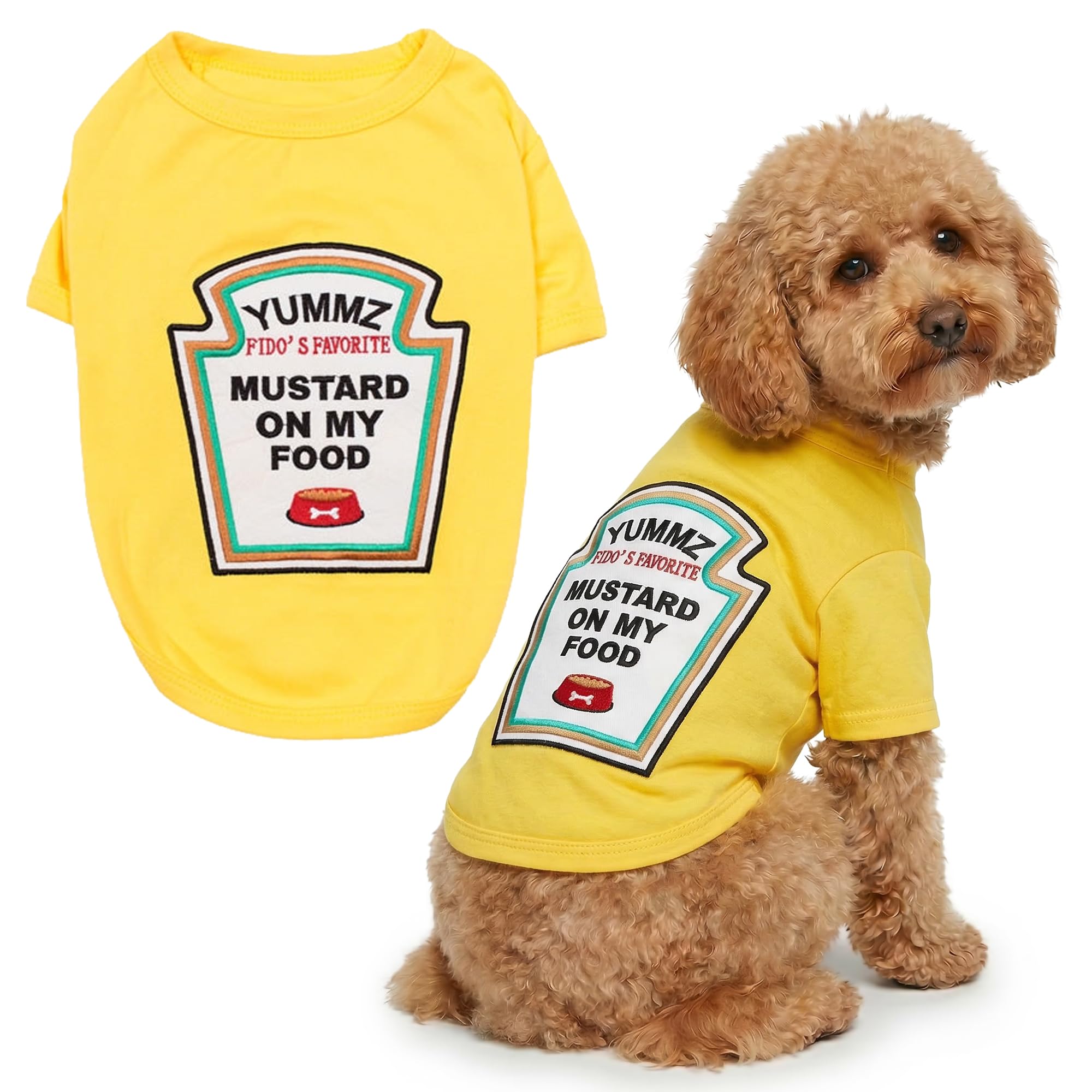 Parisian Pet - Funny Dog Cat Pet Costumes, Shirt Outfits for Halloween - Police, Prisoner, Ketchup, Mustard, Doctor, Firefighter, Sailor, Pirate (Mustard Licker, L)