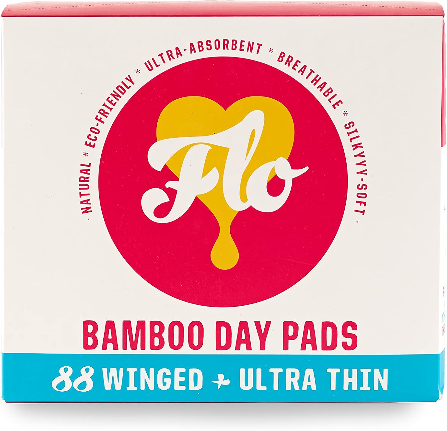 Flo, Day Menstrual Pads (88 Pack), Regular Flow, Leak Locking, Winged + Ultra-Thin, Natural, Absorbent, Soft, & Breathable