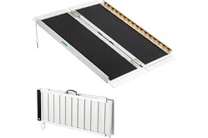 Motorhot 3FT Wheelchair Ramp Portable Non-Skid Aluminum Folding Wheelchair Ramp Mobility Scooter Ramp Home Steps Stairs Doorways Curbs 600lbs Capacity 36" L x 28.3W Black