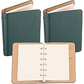 PATIKIL 6 Ring Binder Cover, 2 Pack A7 Leather Notebook Binder Mini Refillable Loose Leaf Personal Planner with 100 Sheets Paper, Green