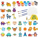 Glintoper 30 Wooden Magnet Painting Craft Kit, Paint Your Own Easter Art and Craft Supplies, Basket Stuffers Party Favors for Boys Girls, Classroom Prize Goodie Bag Gifts
