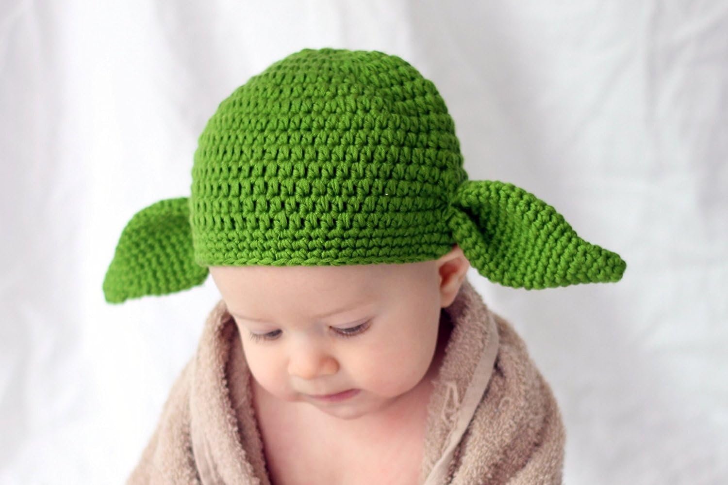 Milk protein cotton yarn handmade baby Yoda hat - fits 1 to 3 year old