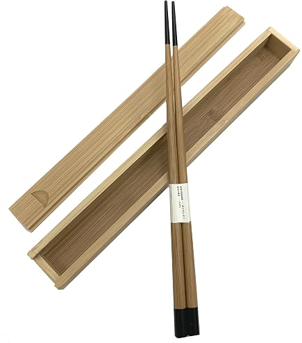 Japanische Bambus-Essstäbchen Mit Etui – 22,2 Cm, Lackiertes Case, Made In Japan, Für Unterwegs & Geschenk