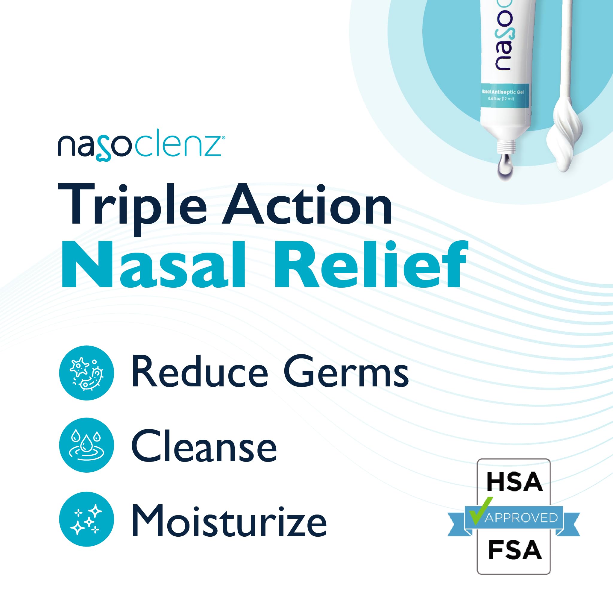 Nasal Cleansing Kit – Gentle Wand & Nasal Antiseptic Gel, Nose Cleaner and Nasal Moisturizer for Dry Nose & Sinus Relief (Unscented 4 Count, up to 50 uses)