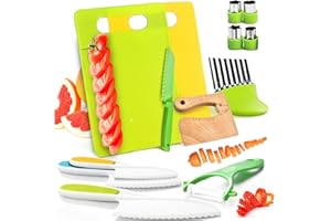 NUOLAN Kids Knife Set for Kids Toddler Toys 13 Pieces Safe Cooking Sets Montessori Kitchen Set for Real Cooking with Crinkle 