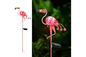 Esgarden Garden Solar Light Flamingo Outdoor Crackle Glass Decorative Pathway Lights Path Landscape Decor Outside Backyard Yard Patio Decorations Porch Walkway Driveway Courtyard Gift 1 Pc
