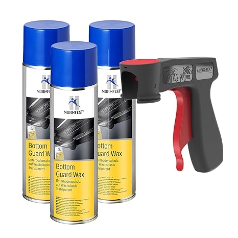 AUPROTEC Unterbodenschutz Wachs Steinschlagschutz Bottom Guard Wax Spray 3X 500ml + 1x Original Pistolengriff