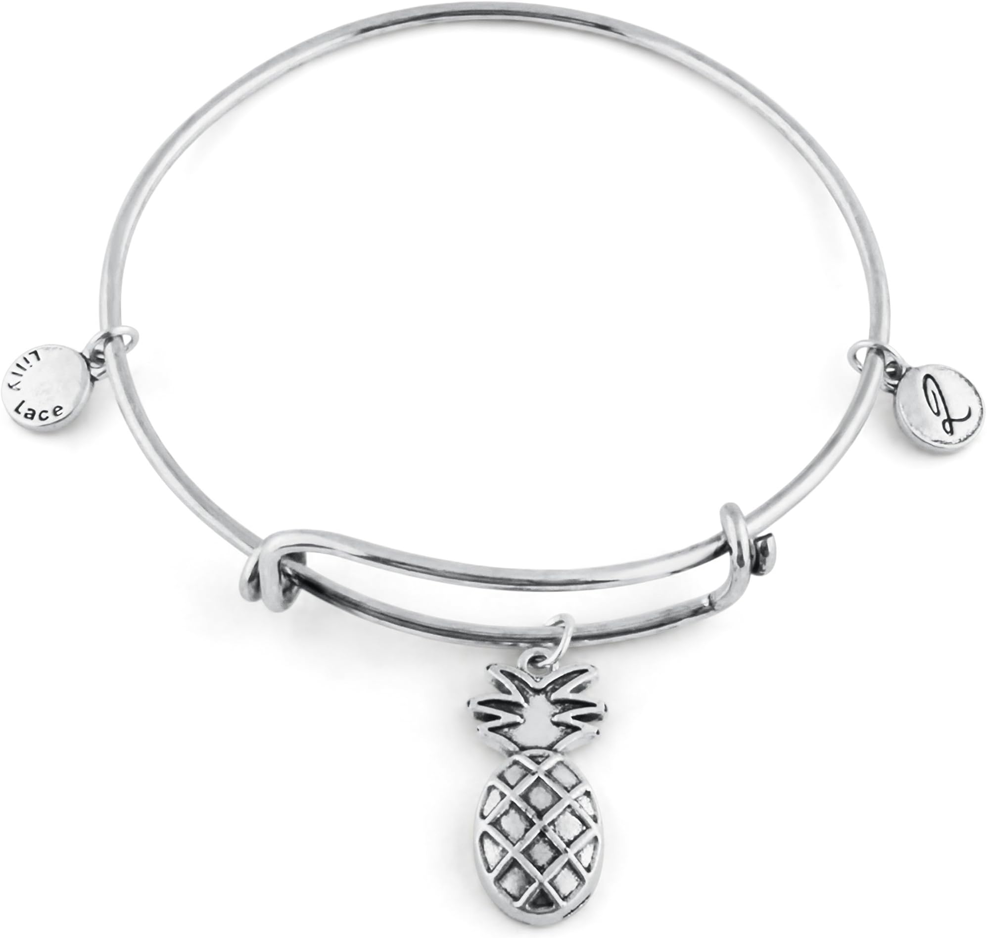 LILLY LACE vintage silver women's jewelry bracelet with pendant for women and girls, beautiful retro bangle with charms, stylish fashion jewelry, women's jewelry, silver charm bracelet 6317