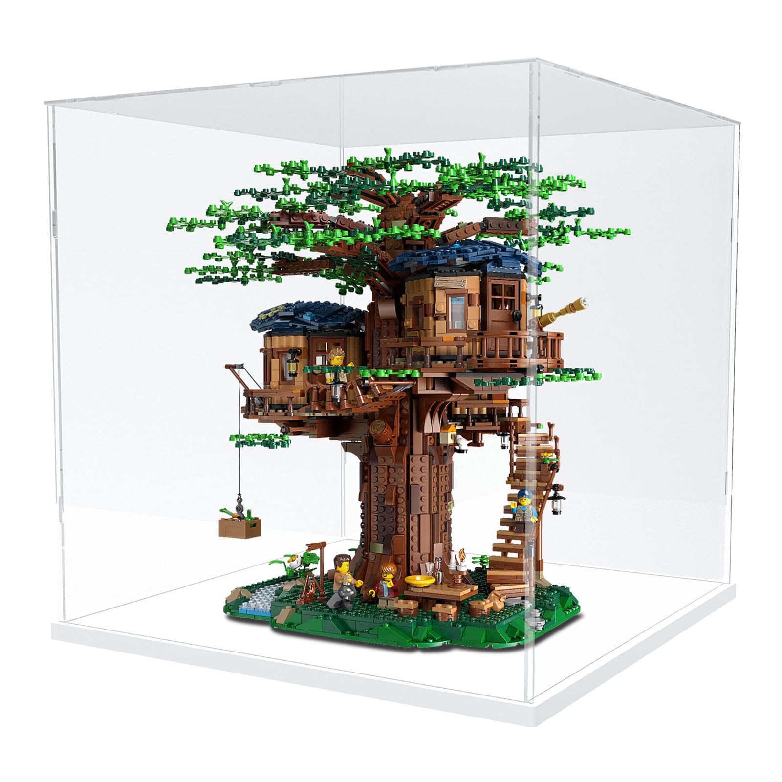 Nynelly Large Acrylic Display Case for Lego Tree House 21318 for Lego Piano 21323 Models Figures - Assemble Dustproof Thickened Clear Display Box Cabinet (White, 45x45x44.5 cm) — image 1