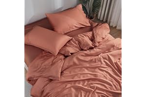 DOZ BY SIJO DOZ Sheet Set, 100% Viscose derived from Bamboo, Organically Grown, Buttery Soft, Cooling Sheets, High GSM, Deep Pockets - 4pc - 2 Pillowcases 1 Fitted Sheet 1 Top Sheet (Clay, Queen)