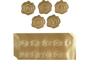 HOMTABLE 300 Pieces Embossed Gold Foil Stickers Gold Stickers for Envelopes, Wedding Invitations, Christmas Greeting Cards Envelopes (Gold Christmas)