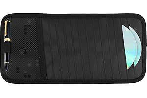 Car CD DVD Case Holder, Protective Vehicle Sun Visor Organizer with 12 Storage Sleeves Mesh Pocket & Pen Holder Protective DV