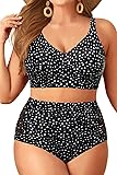 Tempt Me Plus Size Two Piece Swimsuit - Black and