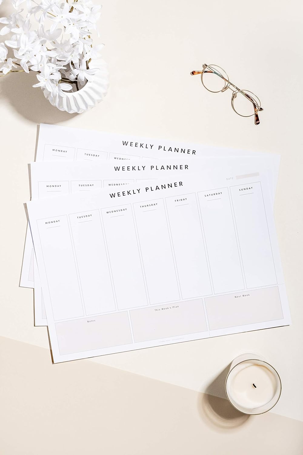 A3 Weekly Planner Pad 140gsm 52 Thick Pages Desk Pad Perfect