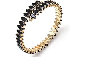 Wovanoo Rhinestone Cuff Bracelet Cubic Zirconia Tennis Bracelets Open Adjustable Elastic Bangle for Women