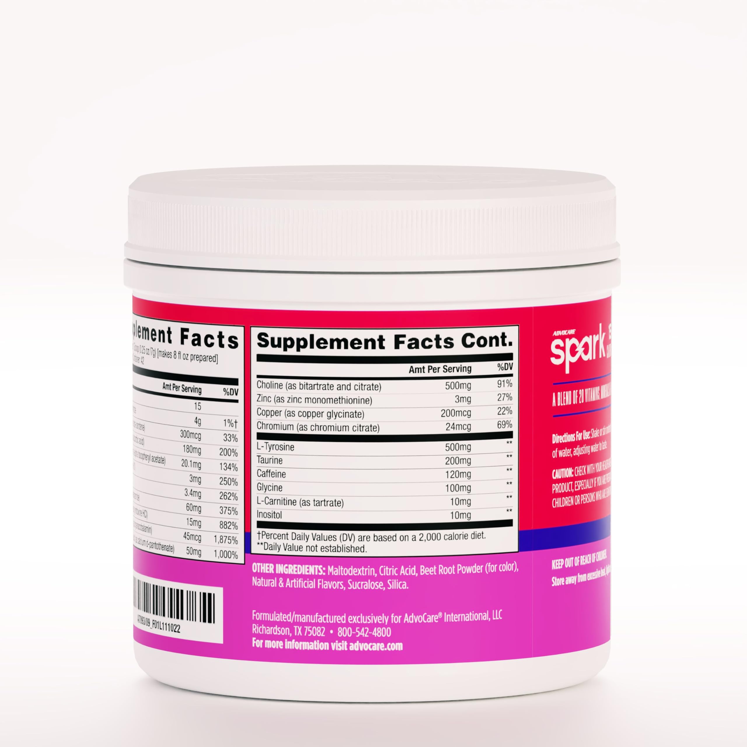 AdvoCare Spark - Energy Drink Mix - Vitamin & Amino Acid Supplement - Supports Energy & Focus - Portable Immune Support - Sugar-Free - Fruit Punch, (10.5 oz)